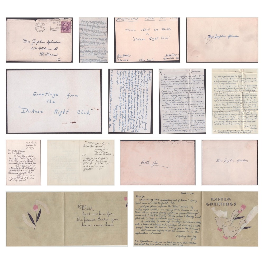 1935-36 Courtship Letters Lot Pittsburgh Mt Pleasant PA Dukane Nite Club Card